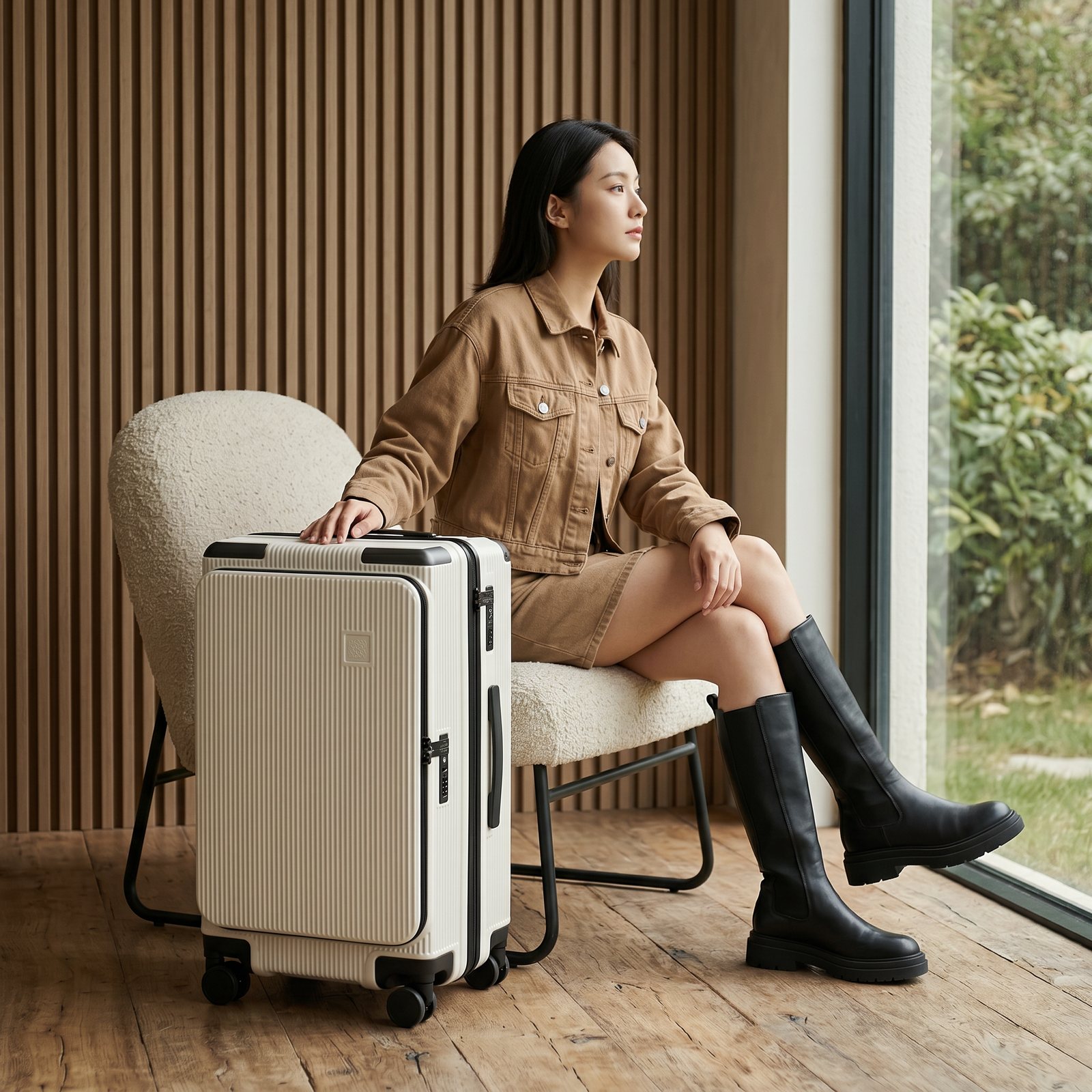 Eurcase WOOD suitcase in lifestyle scene